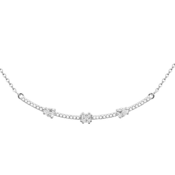 Silver Necklace Simple Collarbone Chain - Picture 1 of 5